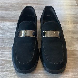 Gucci Black Suede Loafers with Silver Hardware